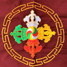 Load image into Gallery viewer, cushion cover maroon double vajra close up