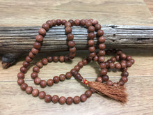 Load image into Gallery viewer, prayer beads mala sandstone sunstone 108 beads on wood