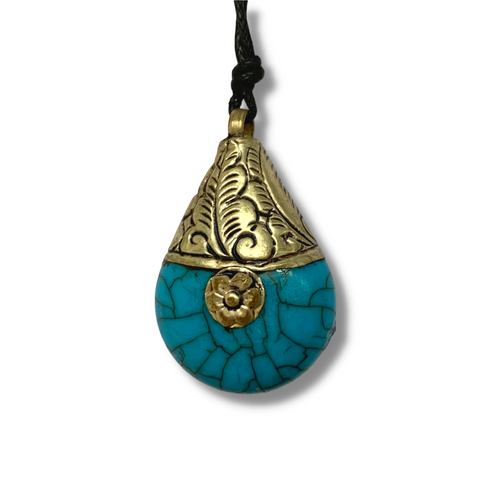 Turquoise Howlite Silver Capped Pendant