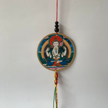 Load image into Gallery viewer, Four-Armed Chenrezig Print Wooden Hanger with Mani Mantra
