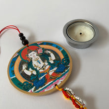 Load image into Gallery viewer, Four-Armed Chenrezig Print Wooden Hanger with Mani Mantra scale
