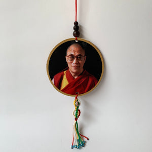 Dalai Lama Print Wood Hanger with Mani Mantra