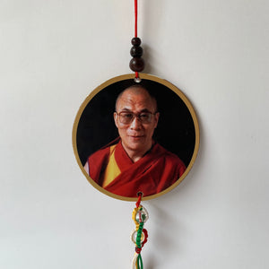 Dalai Lama Print Wood Hanger with Mani Mantra 