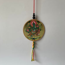 Load image into Gallery viewer, Hanger Green Tara Print Wood Hanger with Tara Mantra front