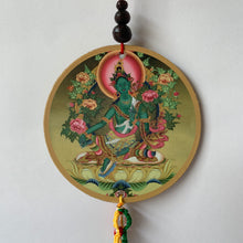 Load image into Gallery viewer, Hanger Green Tara Print Wood Hanger with Tara Mantra