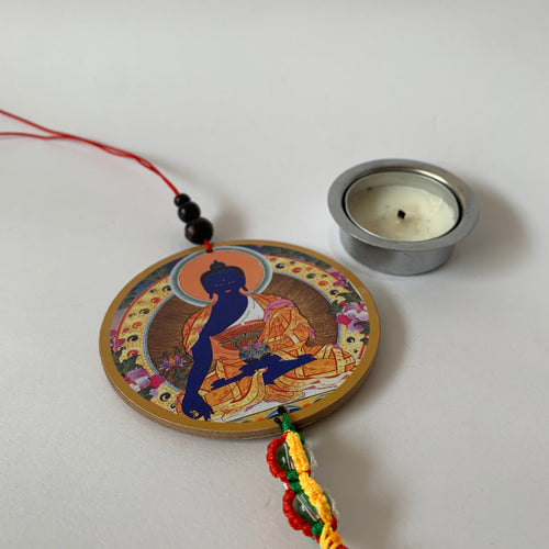 Hanger Medicine Buddha Print Wood Hanger with Mantra scale