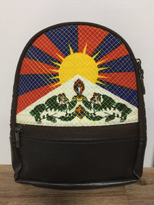 Tibetan Flag Children's Backpack Chocolate brown imitation leather