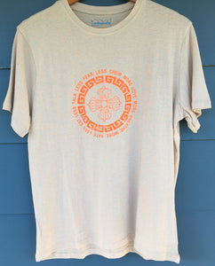 Orange double vajra print white flecked t-shirt