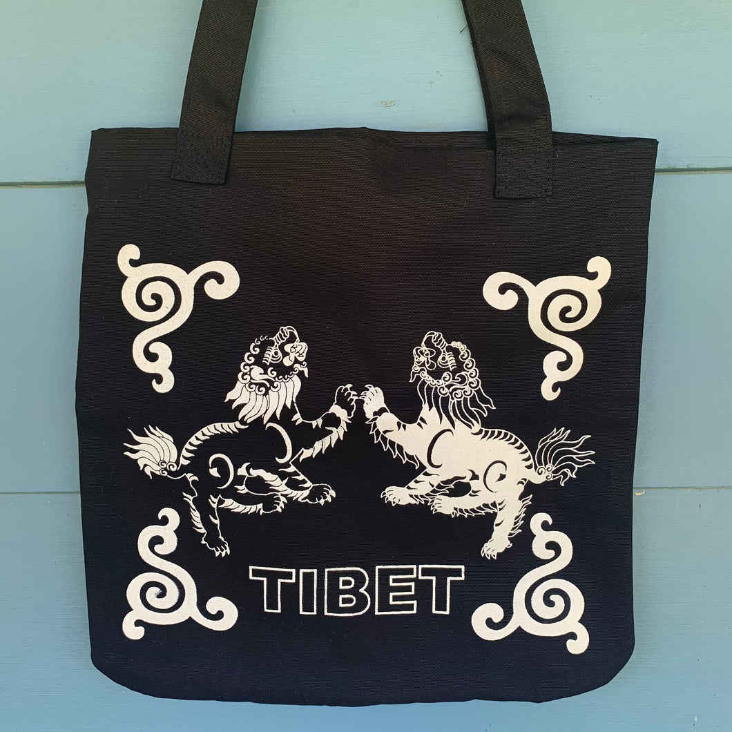 Tote Bag - Tibet Snow Lion ~ Black