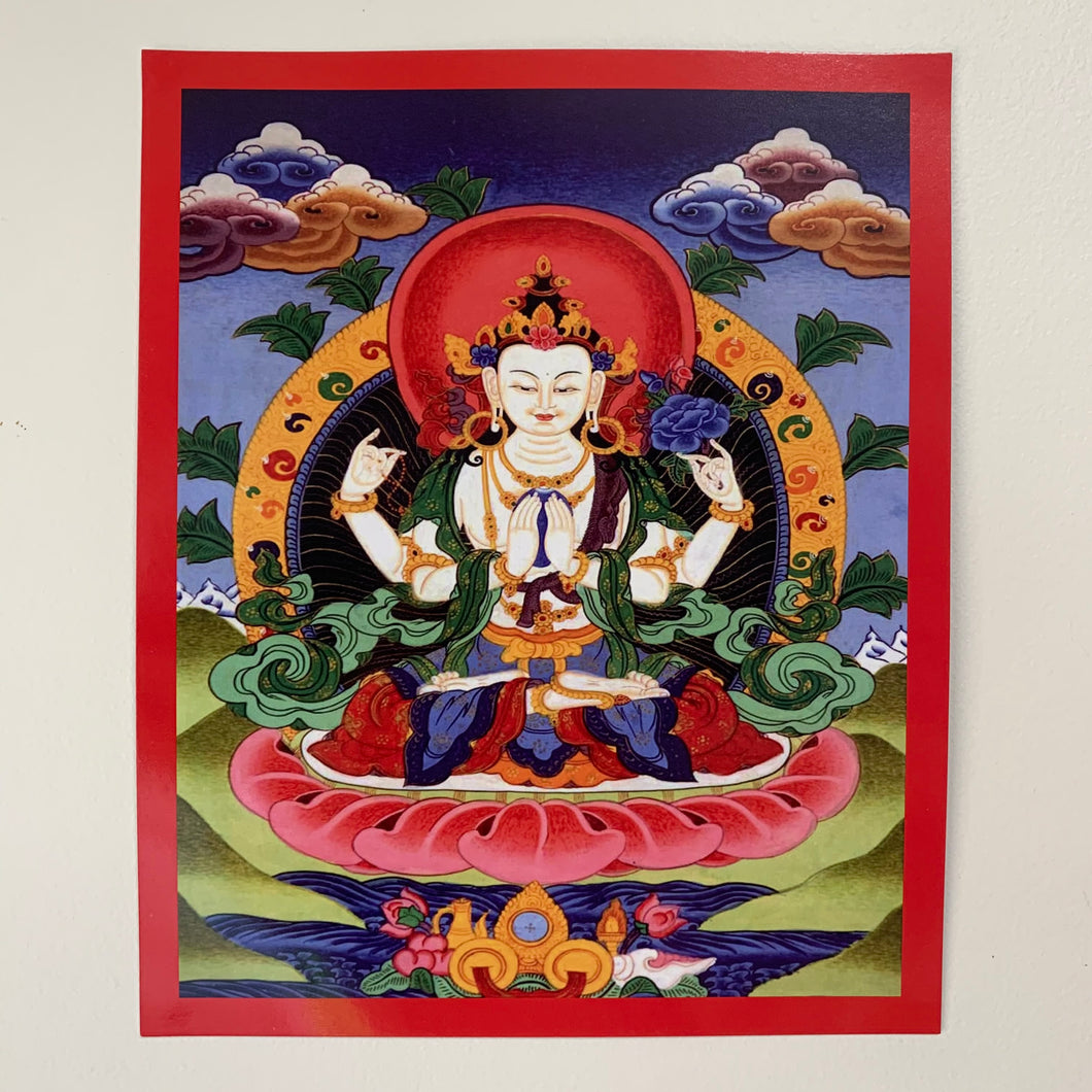 Tibetan Buddhist Deity Card - Chenrezig