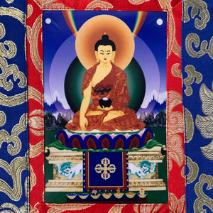 Mini Brocade Thangka - Shakyamuni Buddha