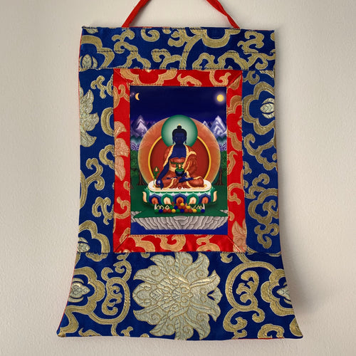 Mini Brocade Thangka - Medicine Buddha
