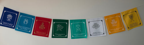 Eight Auspicious Symbols Prayer Flags - Extra Large