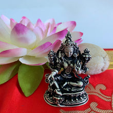 Load image into Gallery viewer, Green Tara Statue - Silver-plated