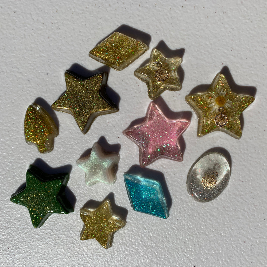 Resin Shapes Mix - Stars, diamonds, ovals- Handmade By Jen