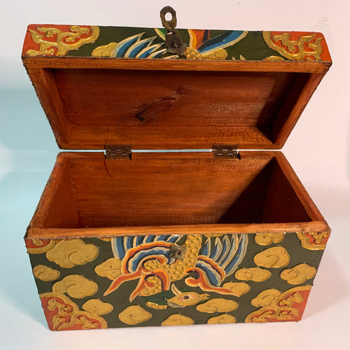 Tibetan Treasure Box Double Dorje Green