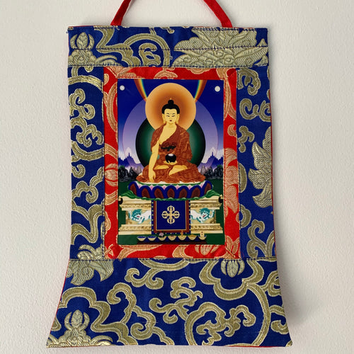 Mini Brocade Thangka - Shakyamuni Buddha