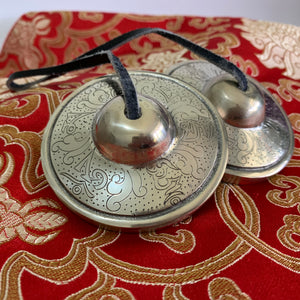 Meditation Cymbals- Engraved Mani Mantra -reduced