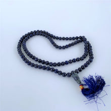 Load image into Gallery viewer, prayer beads mala 108 beads lapis lazuli open