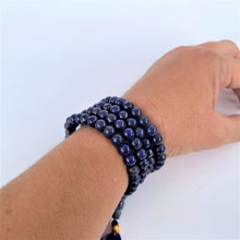 Load image into Gallery viewer, prayer beads mala 108 beads lapis lazuli scale