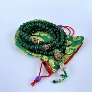 prayer beads mala jade stone 108 beads bag 