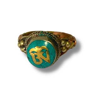 Tibetan OM Syllable Braided Ring