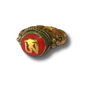 Tibetan OM Syllable Braided Ring