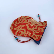 Load image into Gallery viewer, red brocade drawstring bag