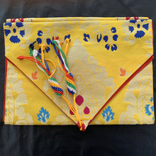 Load image into Gallery viewer, table runner yellow brocade norbu folded