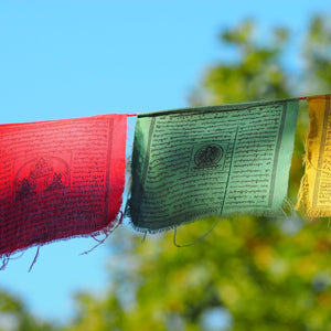 Large Tibetan Prayer Flags hanging