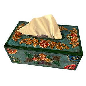 Tibetan Style Tissue Box Holder - Blue