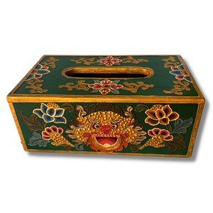 Tibetan Style Tissue Box Holder - Green