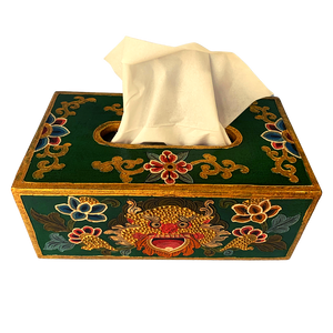 Tibetan Style Tissue Box Holder - Green
