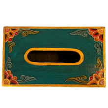 Load image into Gallery viewer, Tibetan Style Tissue Box Holder - Teal
