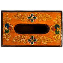 Load image into Gallery viewer, Tibetan Style Tissue Box Holder - Yellow