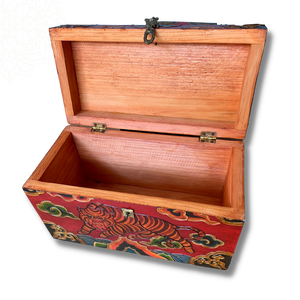 Tibetan Treasure Box Maroon - Tiger