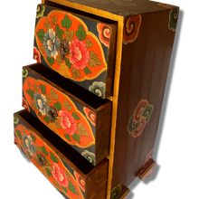 Load image into Gallery viewer, Tibetan Style Triangle 3 Drawers Side Table - Orange