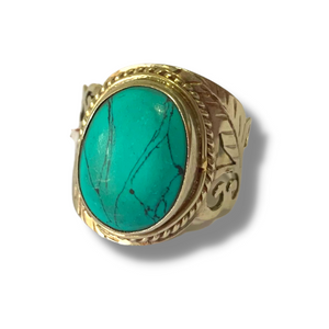 Turquoise Howlite Leaf Finger Ring